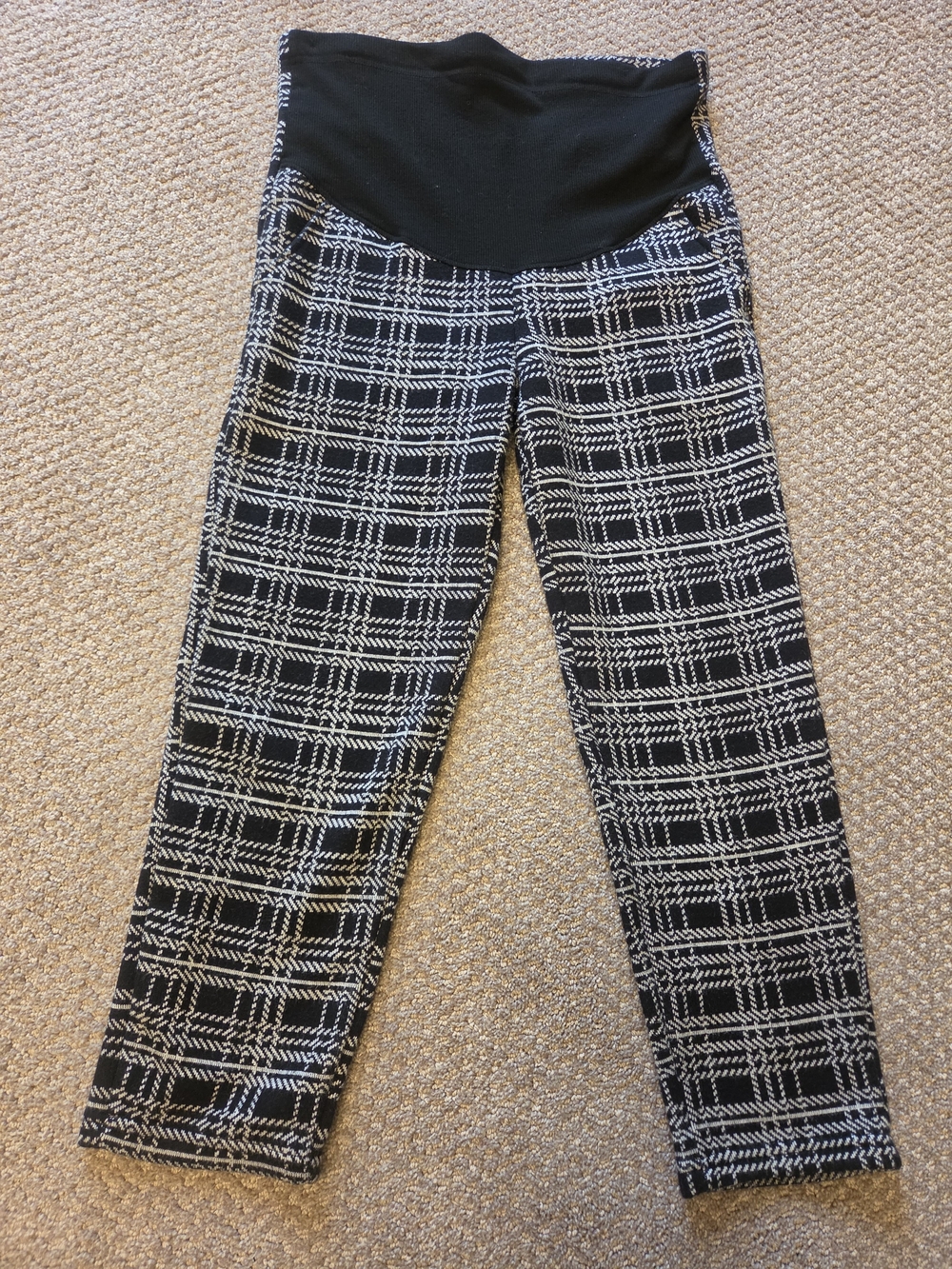 Black & White Plaid Maternity Pants